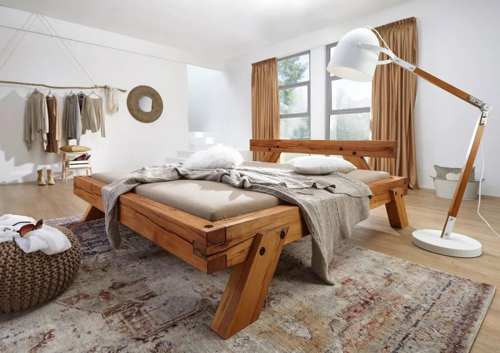Letto su trave 180x200 rovere selvatico oliato naturale BERGEN