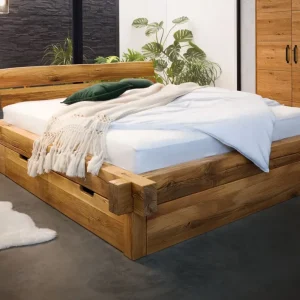 Letto su trave con box letto rovere selvatico 200x200x85 oliato naturale JANGALI