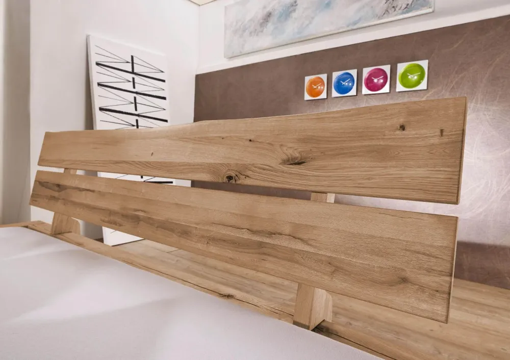 Letto su trave con box letto rovere selvatico 180x200 bianco oliato JANGALI