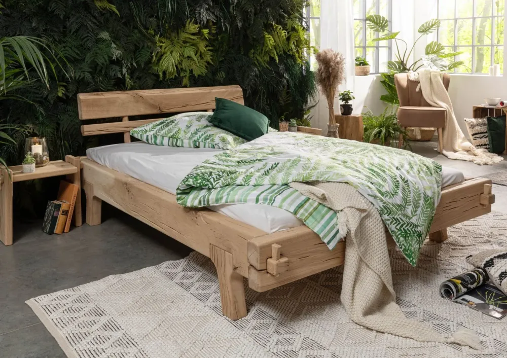 Letto su trave rovere 160x200 ROVERE CUORE oliato naturale