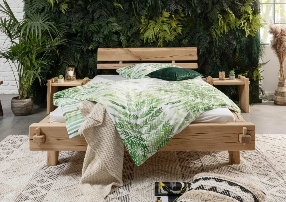 Letto su trave rovere 160x200 ROVERE CUORE oliato naturale