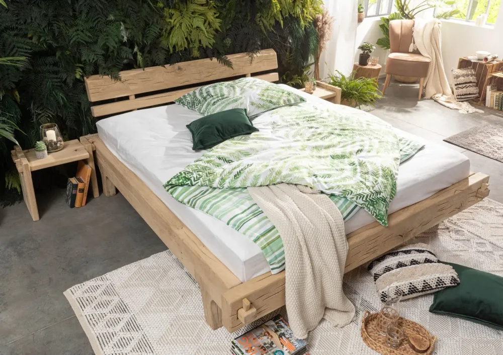 Letto su trave rovere 180x200 ROVERE CUORE oliato naturale