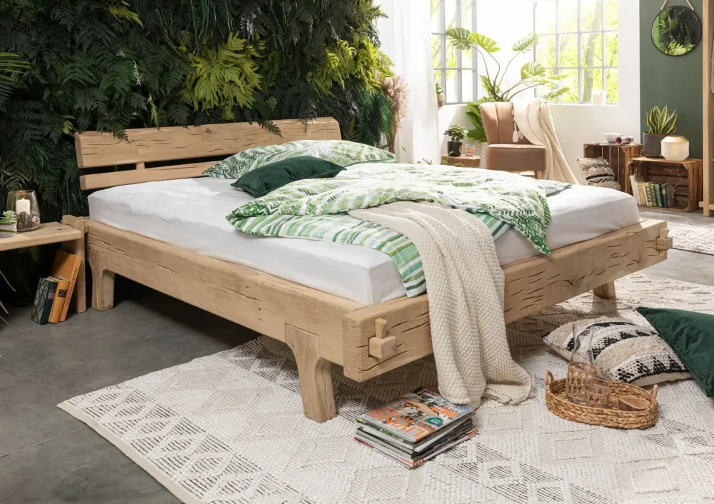 Letto su trave rovere 180x200 ROVERE CUORE oliato naturale