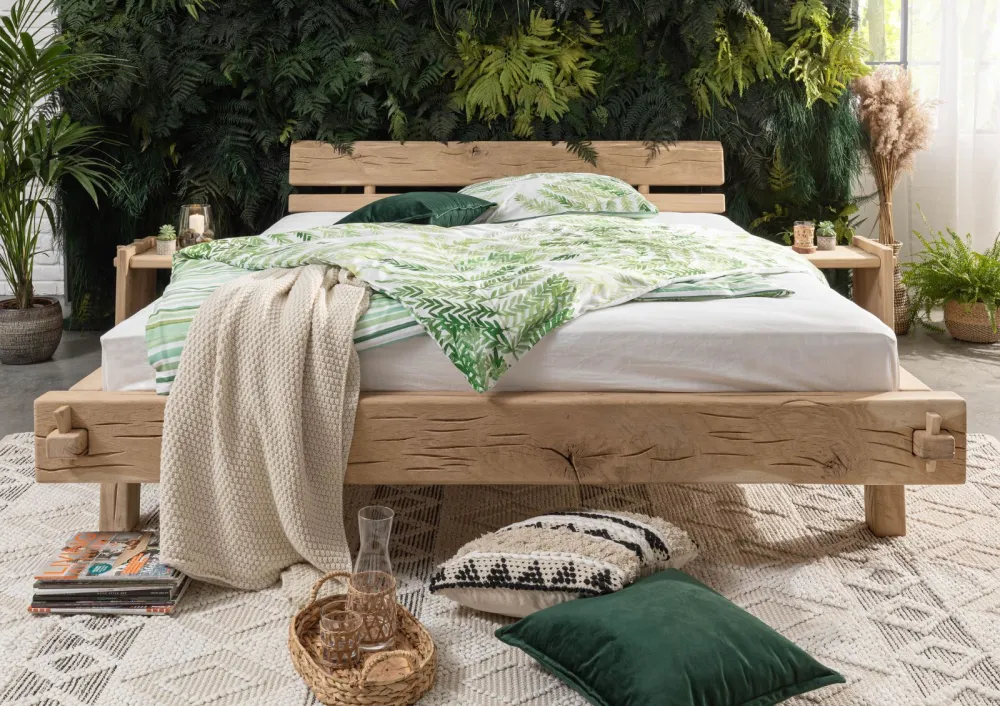 Letto su trave rovere 180x200 ROVERE CUORE oliato naturale