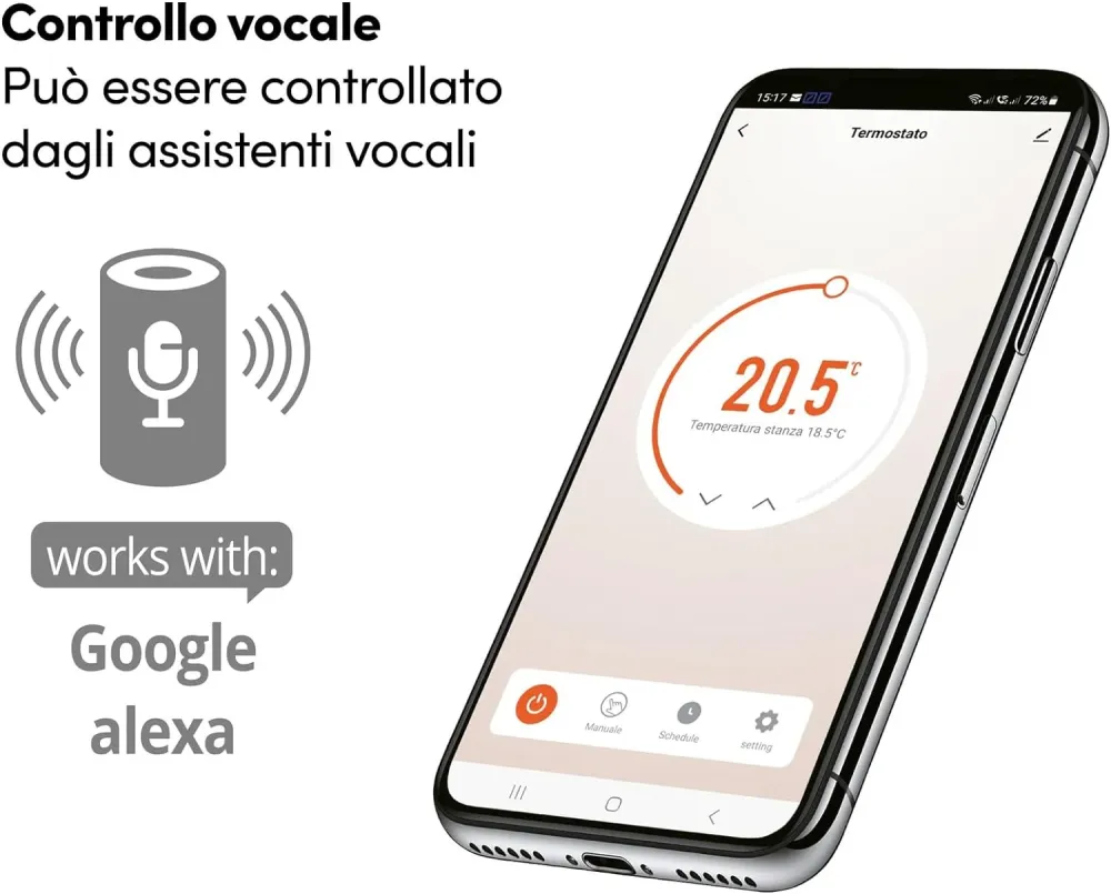 AREA OCCASIONI Cronotermostato Smart Beghelli Dom-e con Display Touch e Placca Luminosa Wi-Fi 60048