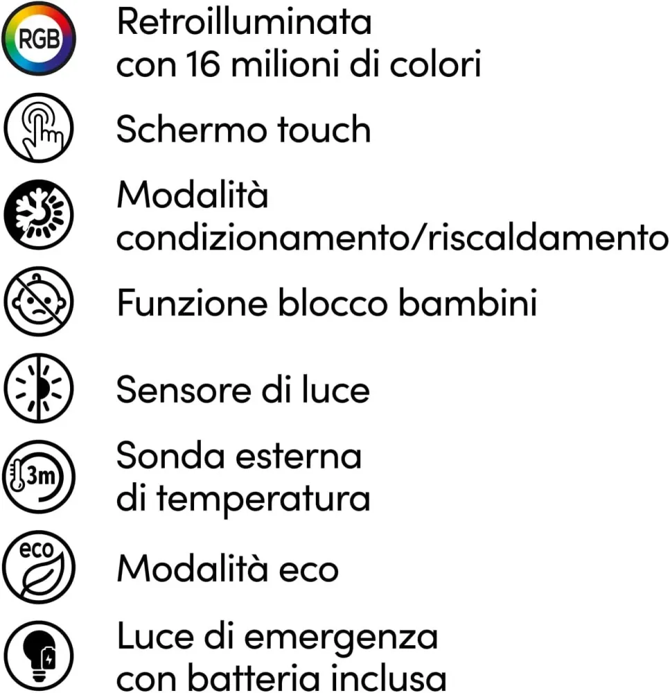 AREA OCCASIONI Cronotermostato Smart Beghelli Dom-e con Display Touch e Placca Luminosa Wi-Fi 60048
