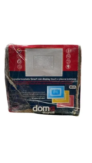 AREA OCCASIONI Cronotermostato Smart Beghelli Dom-e con Display Touch e Placca Luminosa Wi-Fi 60048