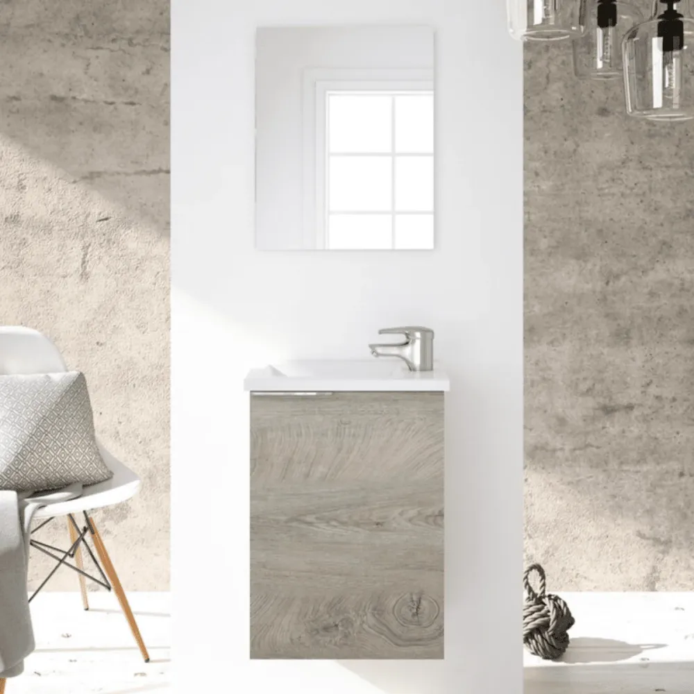 Kit mobile da bagno sospeso "Elvan" 1 anta con lavabo resina