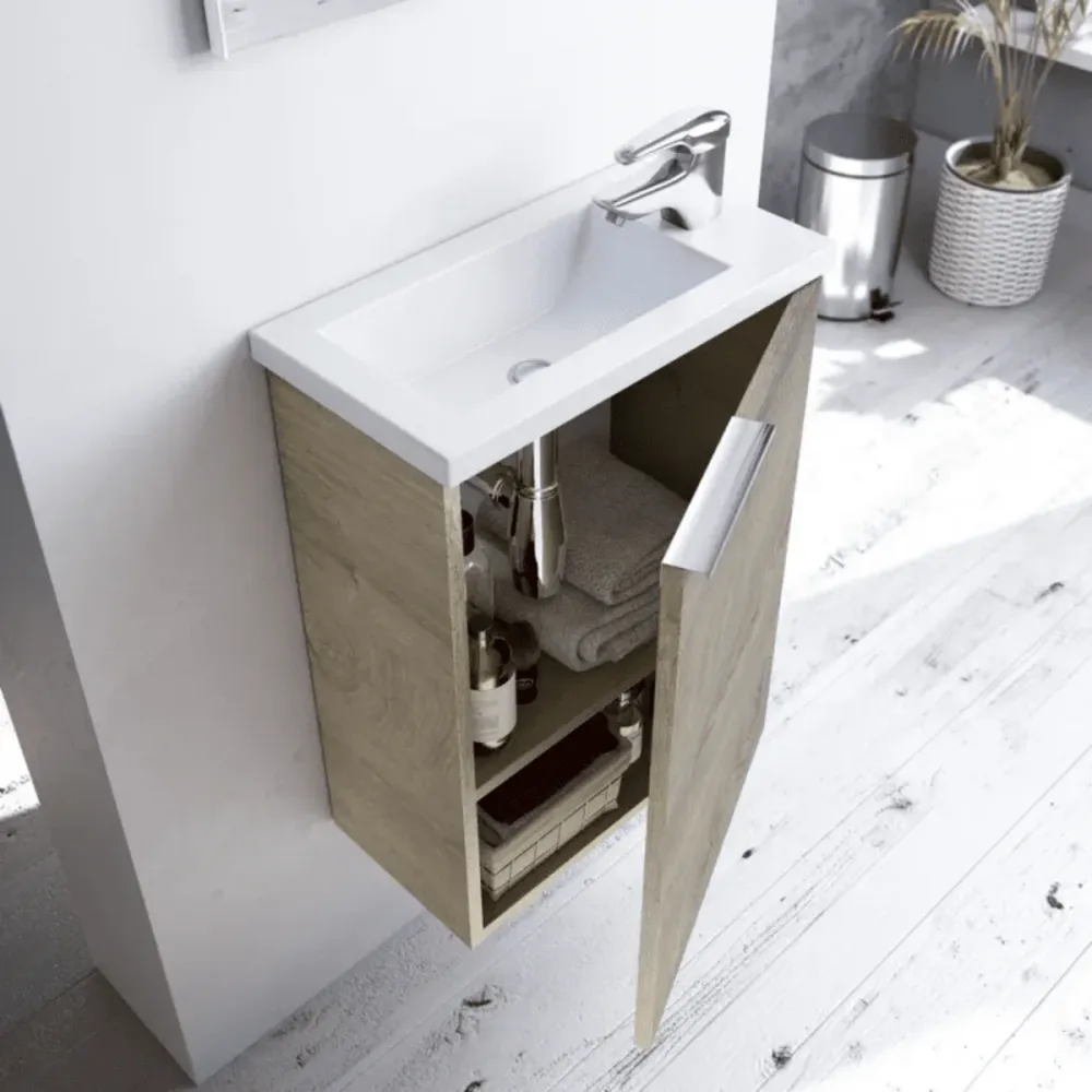 Kit mobile da bagno sospeso "Elvan" 1 anta con lavabo resina