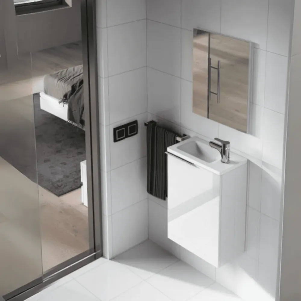Kit mobile da bagno sospeso "Elvan" 1 anta con lavabo resina