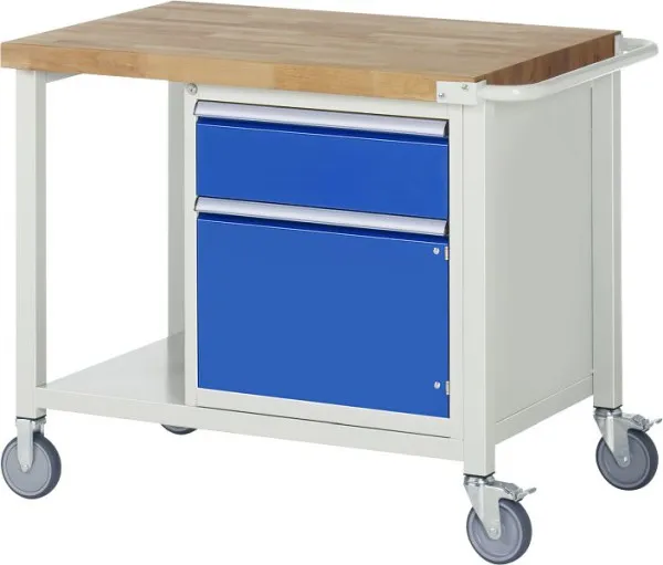 Banco da lavoro mobile RAU collezione 8000 1 cassetto 1 porta battente ripiano 1000x880x700 mm 05-8152A6-107B4S.11