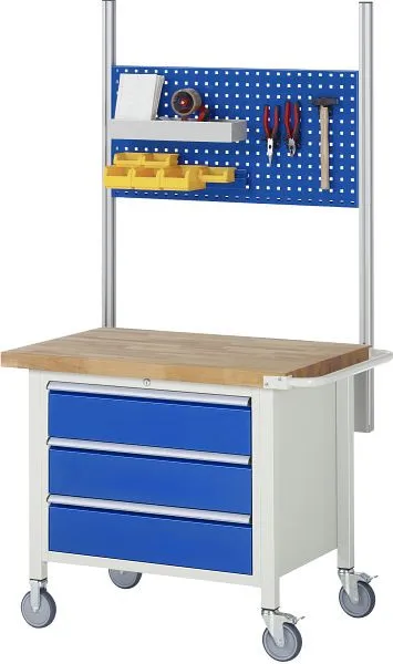Banco da lavoro mobile RAU collezione 8000 1 cassetto 1 porta battente ripiano 1000x880x700 mm 05-8152A6-107B4S.11