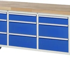 Banco da lavoro mobile RAU collezione 8000 contenitore base tripla (9 cassetti) 2000x880x700 mm 05-8573A2-207B4S.11