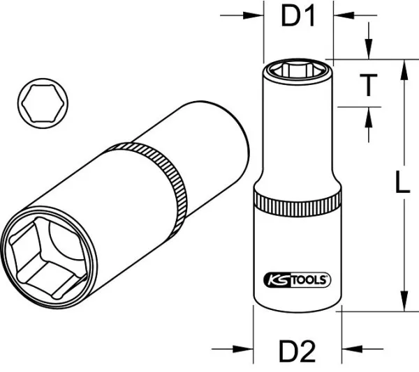 Bussola adattatore bit KS Tools 3/8" per punte 1/4" 911.3894