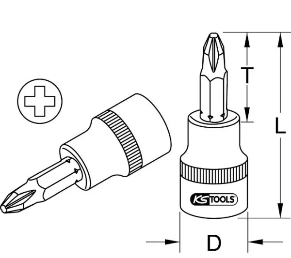Bussola portainserti KS Tools da 3/8" PH1 911.3875