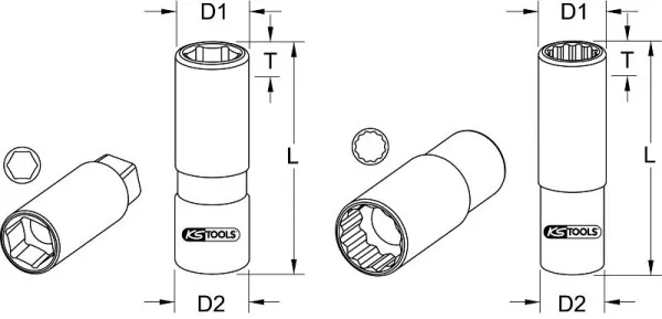 Bussola KS Tools 1/2" per candele 18mm 911.1512