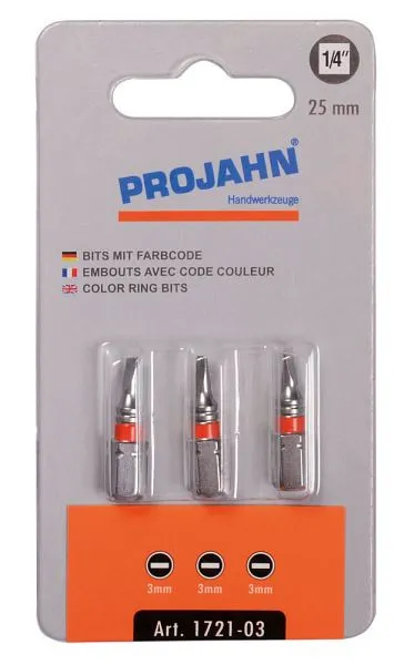 Projahn 1/4 "punta marcata L25 mm slot 4mm pacco da 3 1722-03