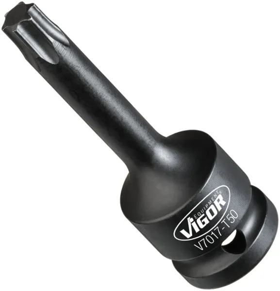Punta per avvitatore percussione VIGOR cava quadrata 125 mm (1/2 pollice) profilo TORX interno T50 V7017-T50