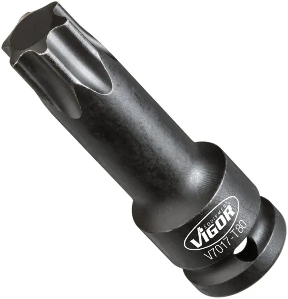 Punta per avvitatore percussione VIGOR cava quadrata 125 mm (1/2 pollice) profilo TORX interno T80 V7017-T80