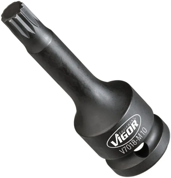 Punta per avvitatore percussione VIGOR cava quadrata 125 mm (1/2 pollice) profilo scanalato interno XZN M10 V7018-M10