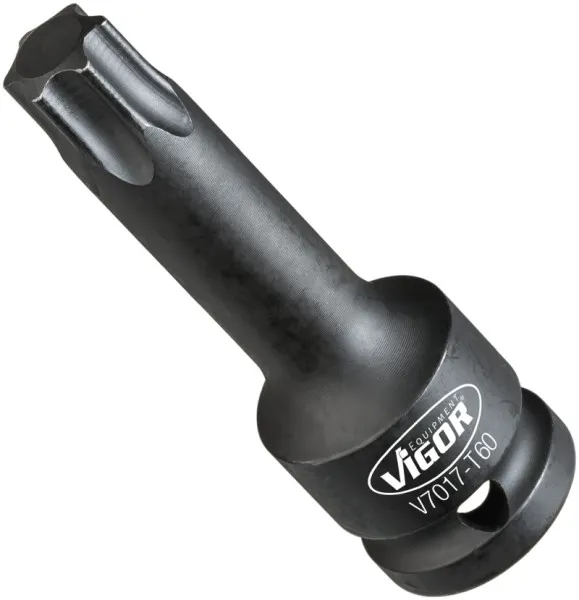 Punta per avvitatore percussione VIGOR cava quadrata 125 mm (1/2 pollice) profilo TORX interno T60 V7017-T60