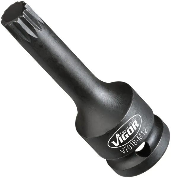 Punta per avvitatore percussione VIGOR cava quadrata 125 mm (1/2 pollice) profilo scanalato interno XZN M12 V7018-M12
