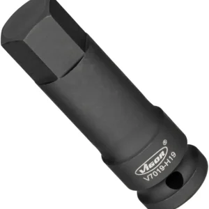 Punta per avvitatore percussione VIGOR cava quadrata 125 mm (1/2 pollice) profilo esagonale interno 19 mm V7019-H19