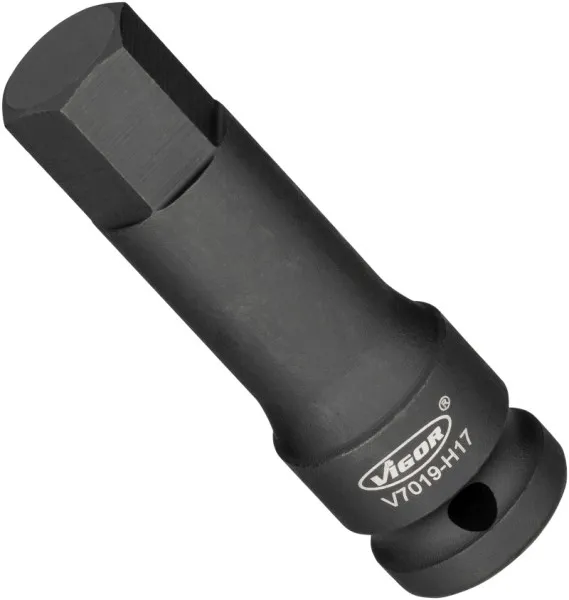 Punta per avvitatore percussione VIGOR cava quadrata 125 mm (1/2 pollice) profilo esagonale interno 19 mm V7019-H19