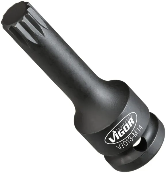 Punta per avvitatore percussione VIGOR cava quadrata 125 mm (1/2 pollice) profilo scanalato interno XZN M14 V7018-M14