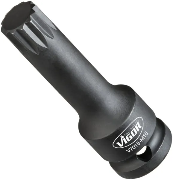 Punta per avvitatore percussione VIGOR cava quadrata 125 mm (1/2 pollice) profilo scanalato interno XZN M14 V7018-M14