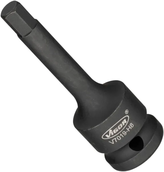 Punta per avvitatore percussione VIGOR cava quadrata 125 mm (1/2 pollice) profilo esagonale interno 8 mm V7019-H8