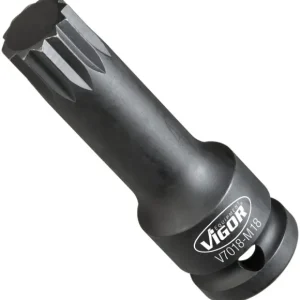 Punta per avvitatore percussione VIGOR cava quadrata 125 mm (1/2 pollice) profilo scanalato interno XZN M18 V7018-M18