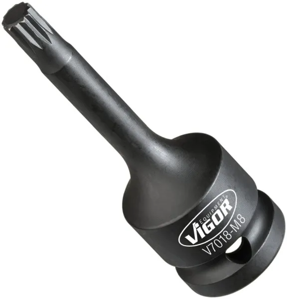Punta per avvitatore percussione VIGOR cava quadrata 125 mm (1/2 pollice) profilo scanalato interno XZN M8 V7018-M8