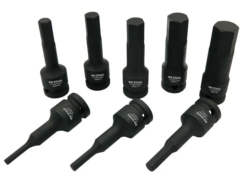Punte per cacciavite SW-Stahl IMPACT 1/2" esagono incassato 5-19 mm 8 pezzi S5481