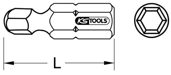 KS Tools Bussola esagonale da 1/4" 25 mm testa sferica 25 mm 911.3700