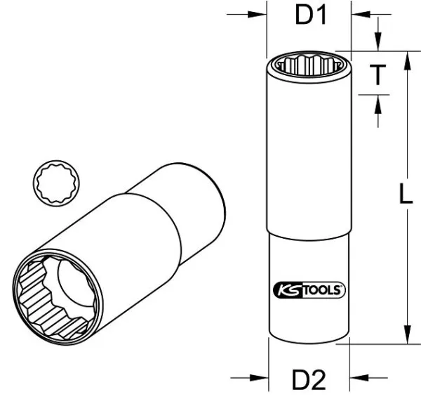 KS Tools Bussola 12 punti 1/2" lunga 36 mm 911.4354