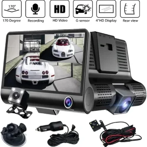 Telecamera da Cruscotto HD da 4" con Sensore G e Obiettivo Grandangolare 170° per Registrazione Anteriore, Posteriore e In...