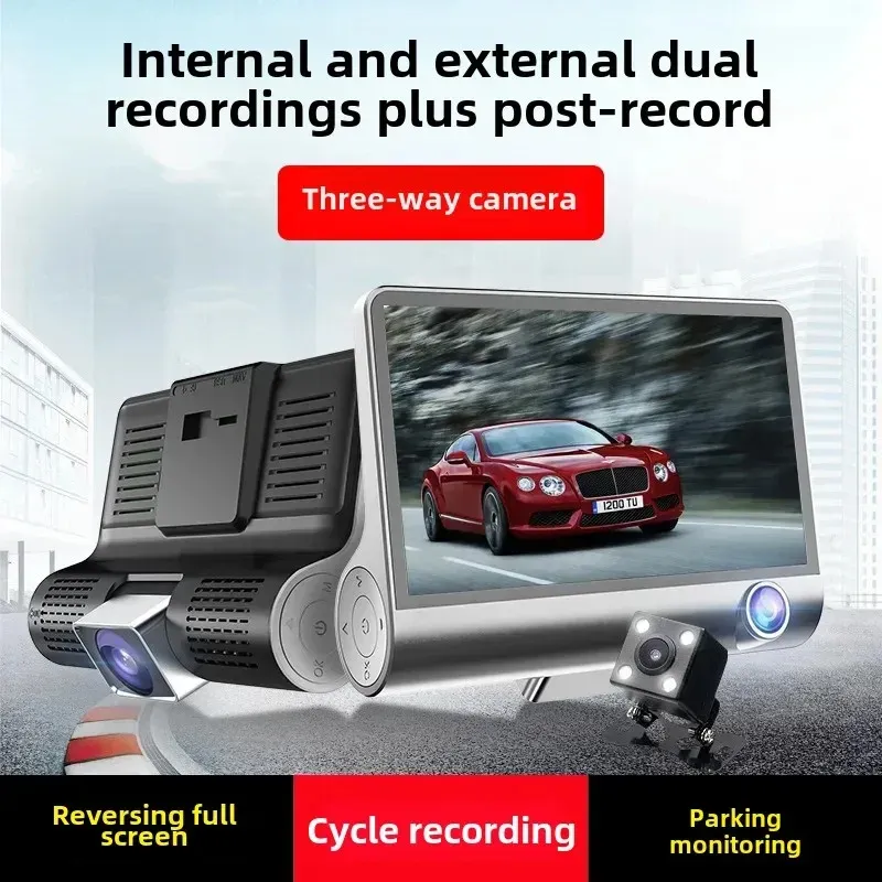Telecamera da Cruscotto HD da 4" con Sensore G e Obiettivo Grandangolare 170° per Registrazione Anteriore, Posteriore e In...