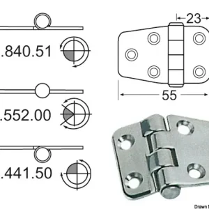 CERNIERA ECCENTRICA INOX 2 MM 37x38/22 MM PERNO INFERIORE / ROVESCIATA