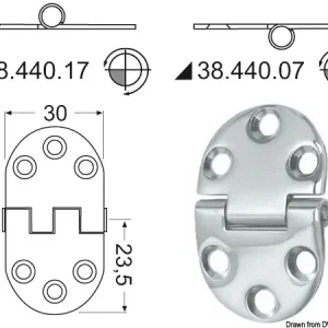 CERNIERA INOX 47X30 MM ROVESCIATA