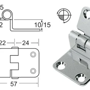 CERNIERA INOX 57X37X15 MM OFFSET / SBALZO
