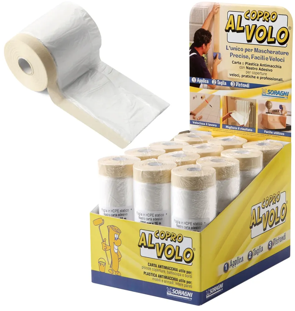FILM PER MASCHERATURA + NASTRO ADESIVO CM. 55 X 20MT espositore 32 pezzi