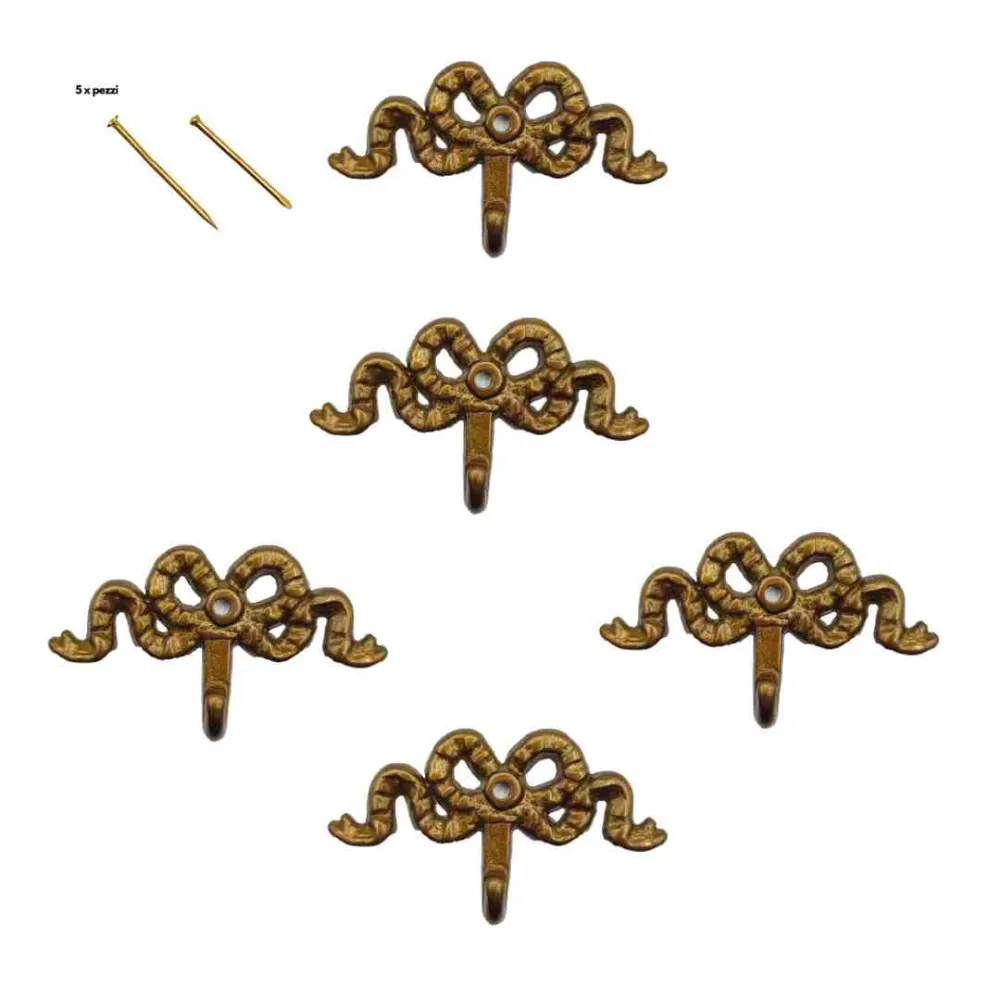 Ganci per Quadri e Cornici con Chiodi (Confezione 5 pz.) 'Fiocco Elegante' - Finitura Lucida