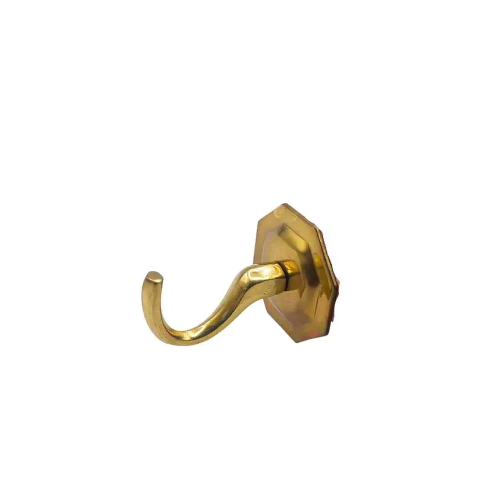 Gancio Appendiabiti Ottone Elegante Oro Lucido con Inserti di Fissaggio - Finitura Lucida
