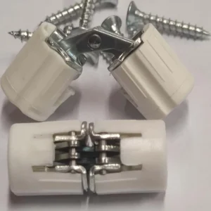 2 PEZZI - CERNIERA INVISIBILE PLASTICA BIANCA E METALLO - CON VITI Ø12MM