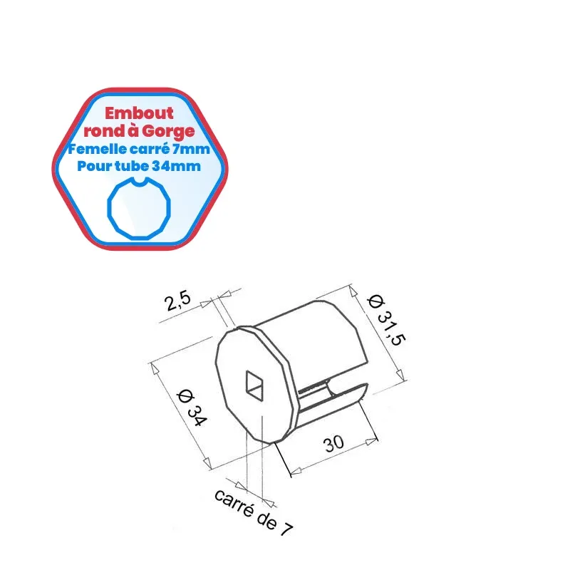 Tappi terminali per tubi tondi scanalati - Per tubi di diametro 34 mm