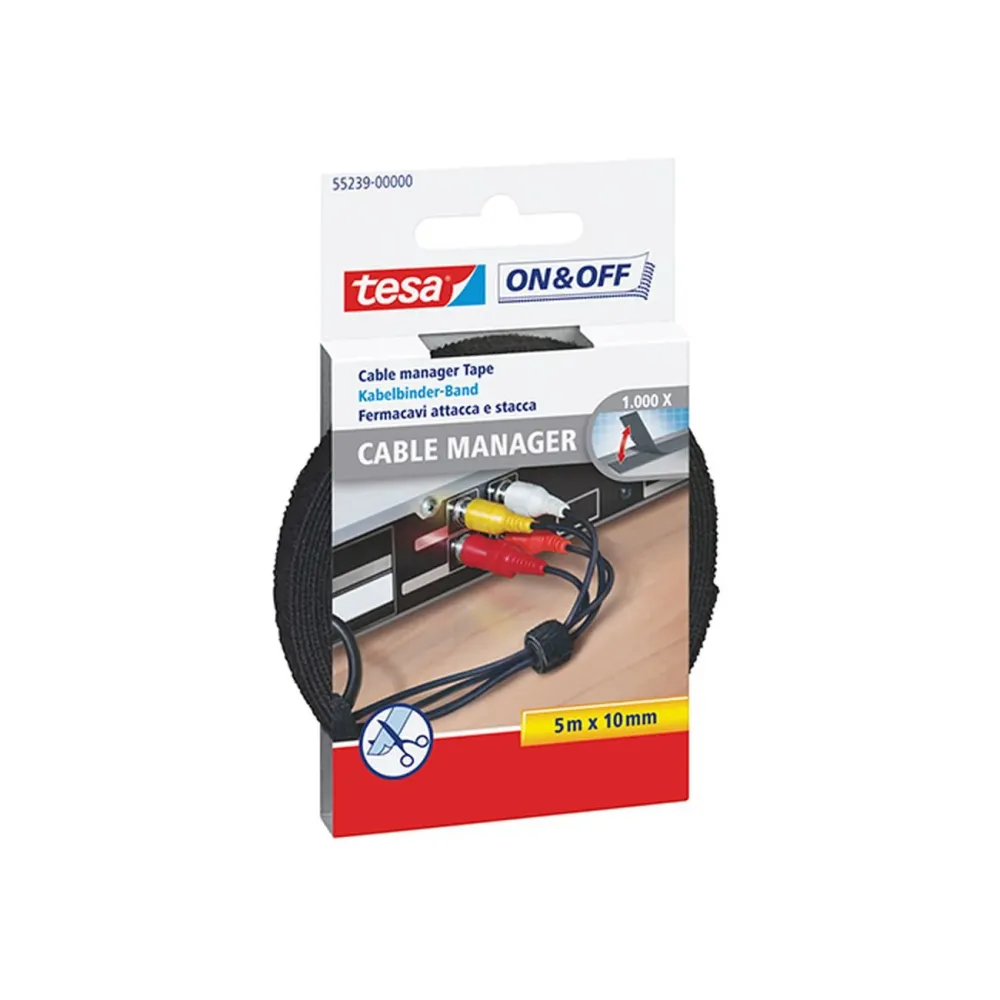 Tesa Attaccastacca Fermacavi Nero - Dimensioni 5X10 - 5pz