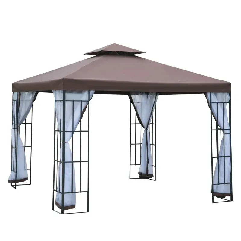 Padiglione da giardino con zanzariere sulle pareti laterali, tenda per feste con doppio tetto, tendone da giardino 2,97x2,...