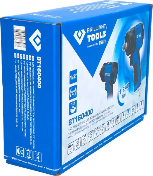 Mini avvitatore pneumatico Brilliant Tools 1/2" 1.240 Nm BT160400