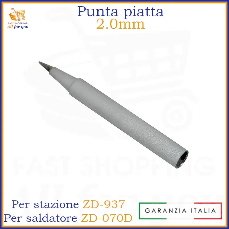 Punta di Ricambio Piatta 2.0mm per Stazione Saldante ZD-937 e Saldatore ZD-070D (N1-46)